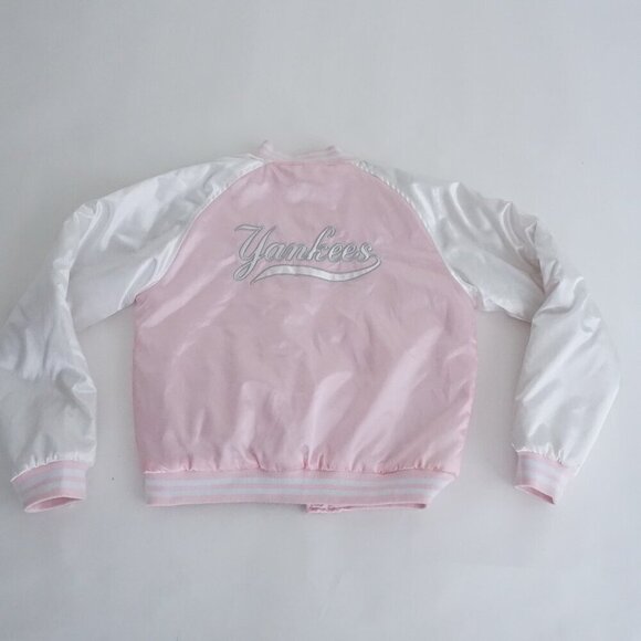 Major League Baseball New York Yankees Pink Button Up Varsity Jacket L(14/16) - Picture 13 of 13